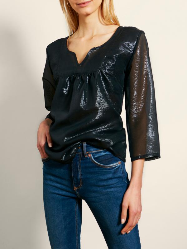 BLOUSE EN SOIE GRACE NOIR